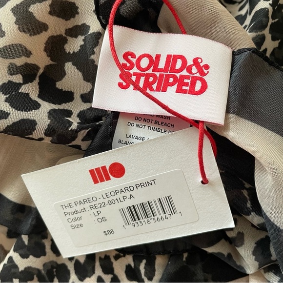 Solid & Striped Pareo Leopard Print Polyester Wrap Coverup Sarong Scarf NWT OS - Picture 10 of 12